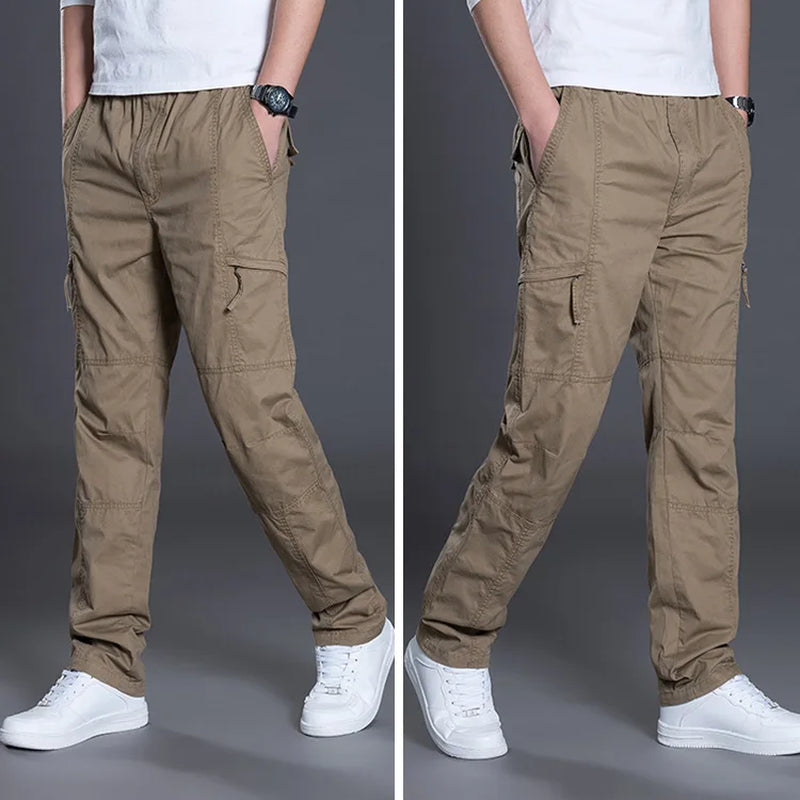 Summer Autumn Fashion Men Pants Casual Cotton Long Pants Straight Joggers Homme plus Size 5Xl 6Xl Flat Trousers for Men Clothing