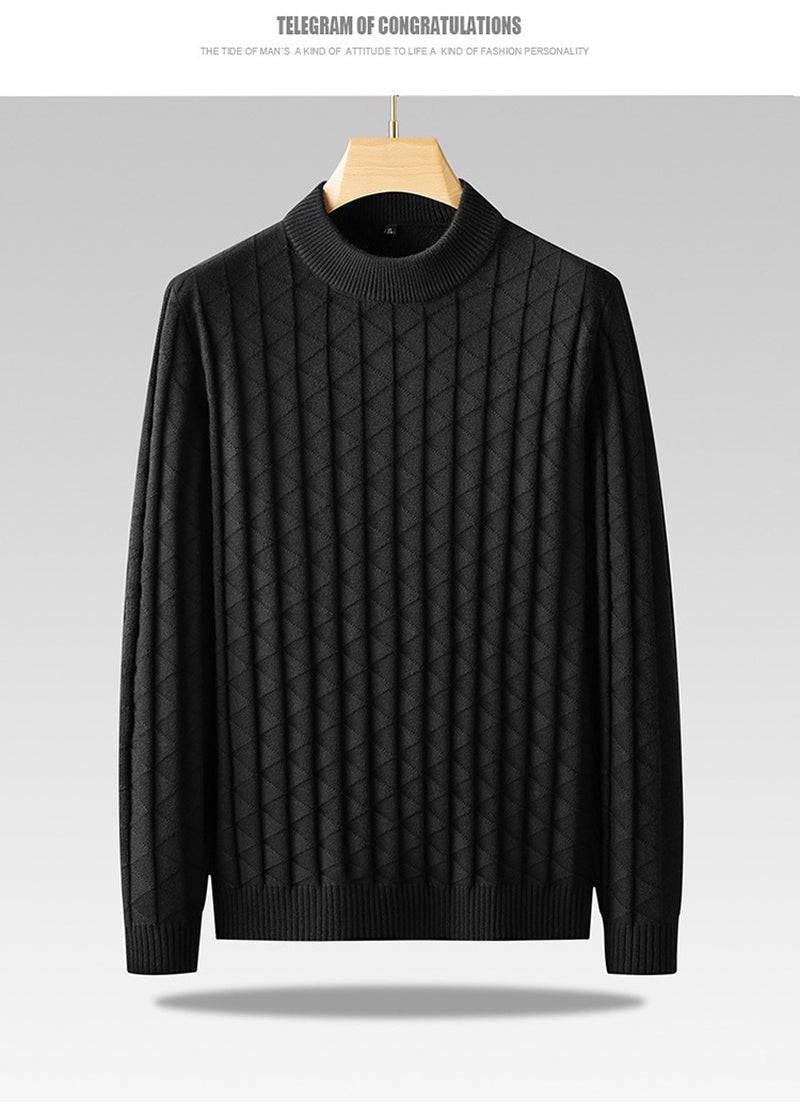 Men'S plus Size Knitted Sweater Loose round Neck Bottoming Shirt