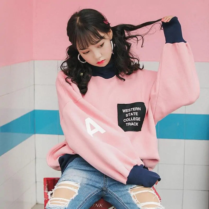 Pink Oversized Winter Sweatshirt