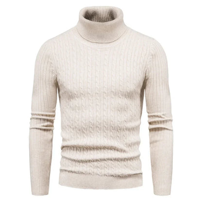 Autumn and Winter Turtleneck Warm Fashion Solid Color Sweater Men'S Sweater Slim Pullover Men'S Knitted Sweater Bottoming Shirt