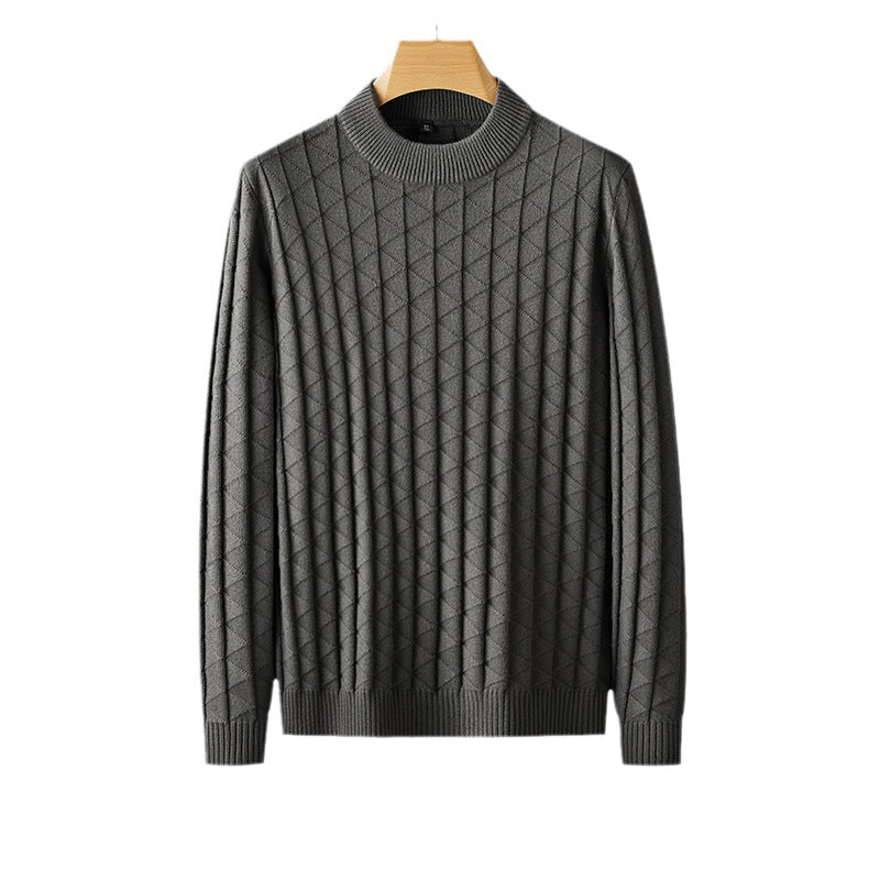 Men'S plus Size Knitted Sweater Loose round Neck Bottoming Shirt