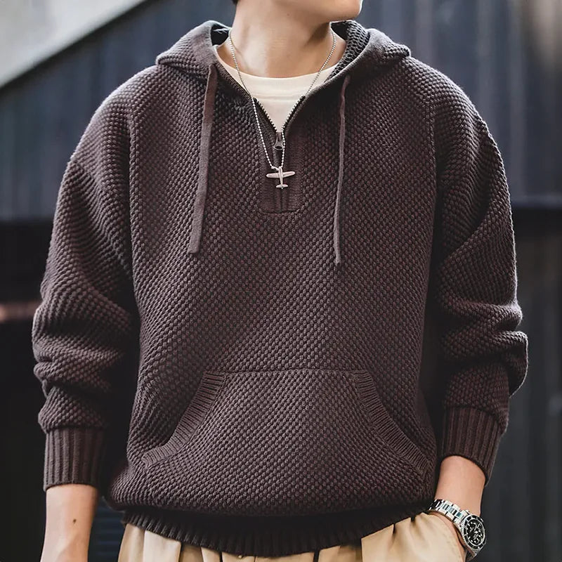 Casual Knit Sweater Half-Zip Essentials Hoodies