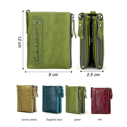 Genuine Leather Wallets for Women Short Bifold Fashion Women