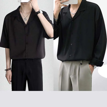 Men's Loose Casual Draped Ice Silk Shirt