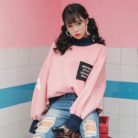 Pink Oversized Winter Sweatshirt