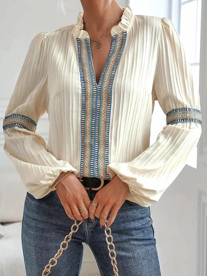 Vibrant Lace Casual Blouse