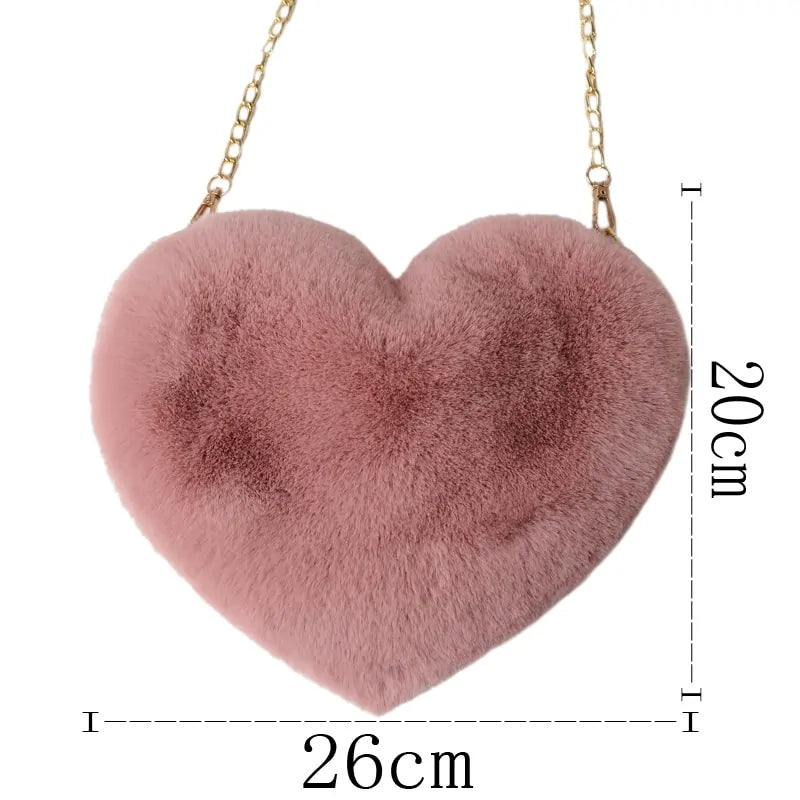 Heart Shaped Faux Fur Crossbody Wallet