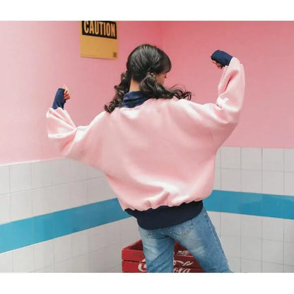 Pink Oversized Winter Sweatshirt