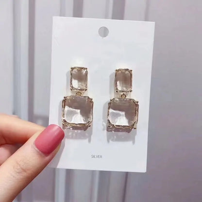 Luxury Square Crystal Dangle Earrings for Women