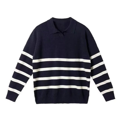 Men's Casual Knitted Striped Polo Shirt