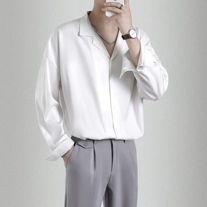 Men's Loose Casual Draped Ice Silk Shirt