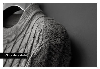 Men'S plus Size Knitted Sweater Loose round Neck Bottoming Shirt