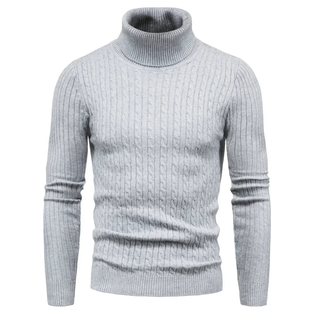 Autumn and Winter Turtleneck Warm Fashion Solid Color Sweater Men'S Sweater Slim Pullover Men'S Knitted Sweater Bottoming Shirt