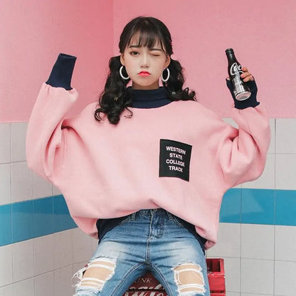 Pink Oversized Winter Sweatshirt