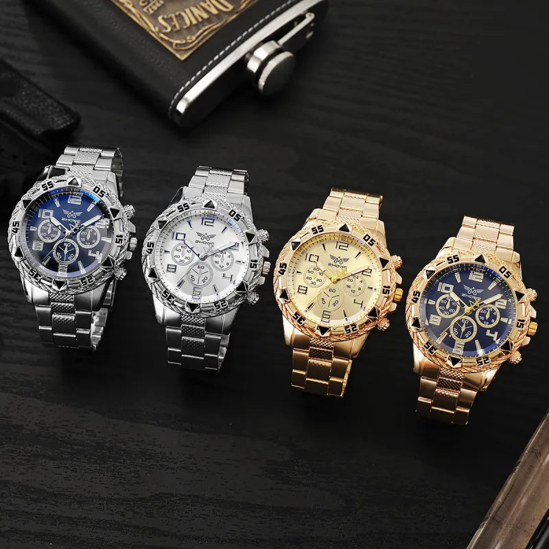 Three-eye Casual Steel Watch Alloy Fashion