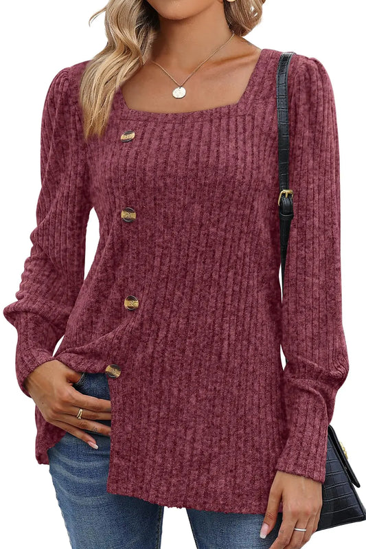 WIHOLL Womens Tops Dressy Casual Fall Sweaters Square Neck Fashion Clothes 2023 0-red Medium