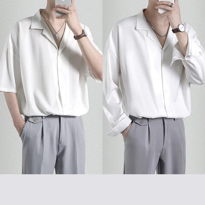 Men's Loose Casual Draped Ice Silk Shirt