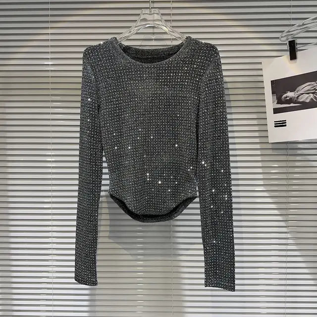 Casual Diamond Bright Long Sleeve T-Shirt