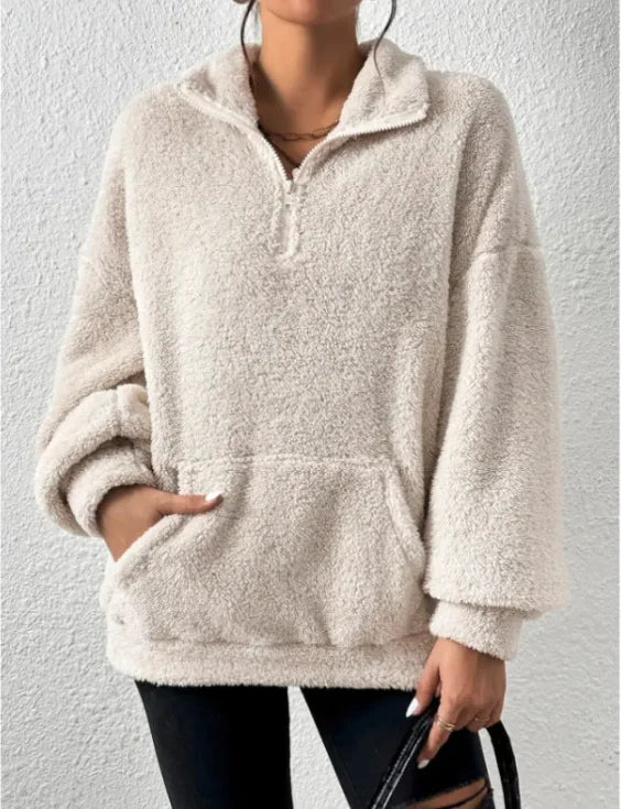 Women's Casual Plush Stand Collar Sweater