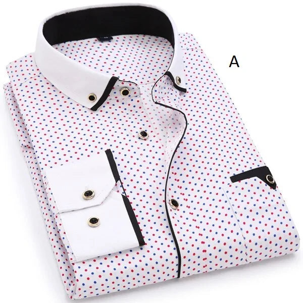 Men Fashion Casual Long Sleeved Printed Shirt