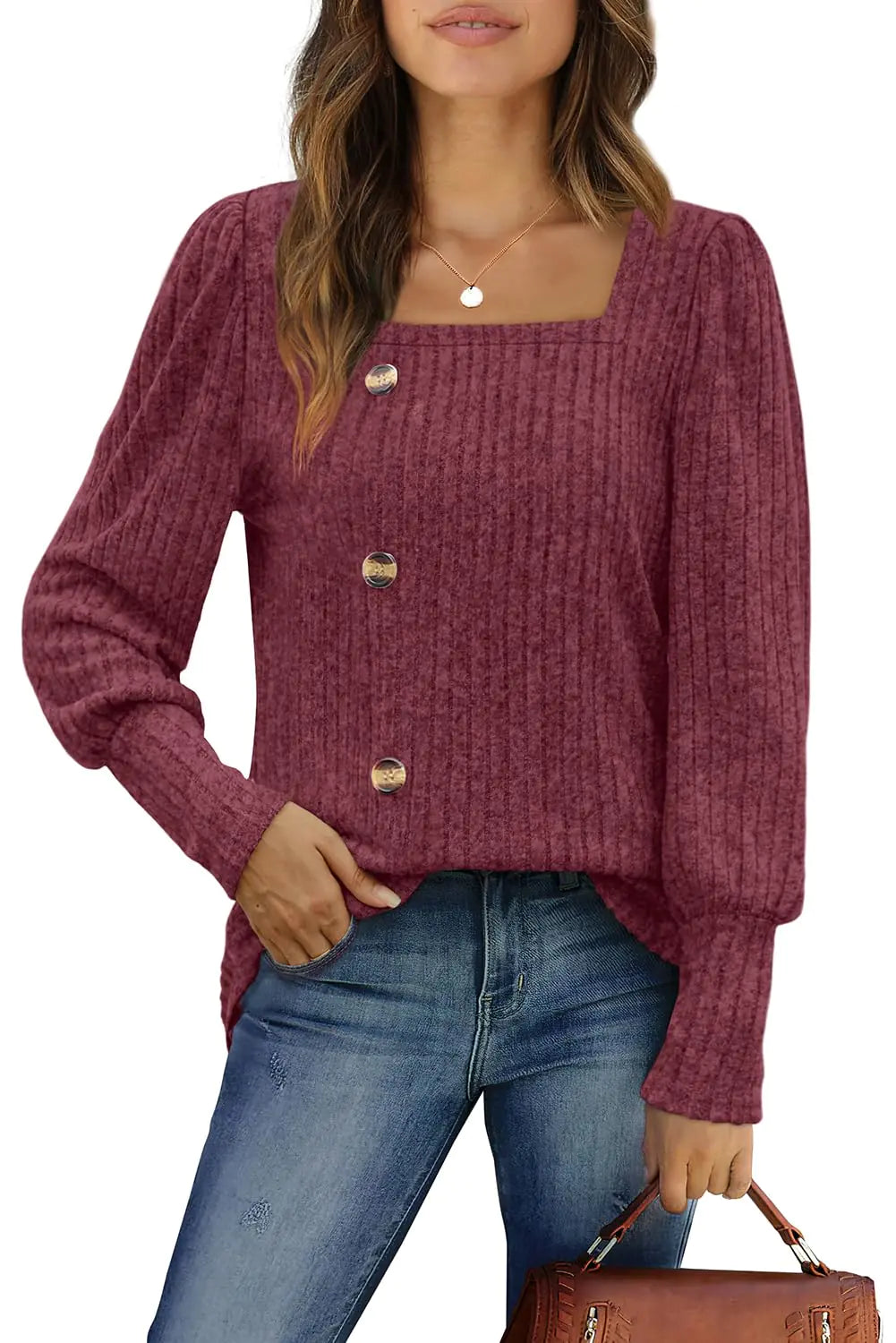 WIHOLL Womens Tops Dressy Casual Fall Sweaters Square Neck Fashion Clothes 2023 0-red Medium